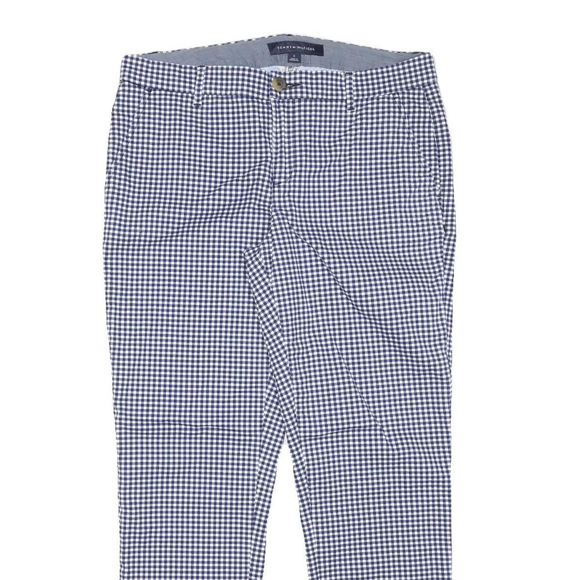 TOMMY HILFIGER Womens Cotton Blend Blue & White Slim Straight Trousers W31 L27