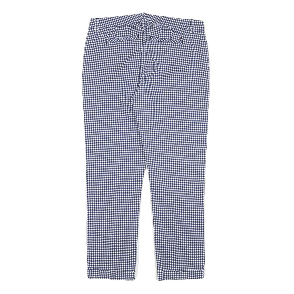 TOMMY HILFIGER Womens Cotton Blend Blue & White Slim Straight Trousers W31 L27
