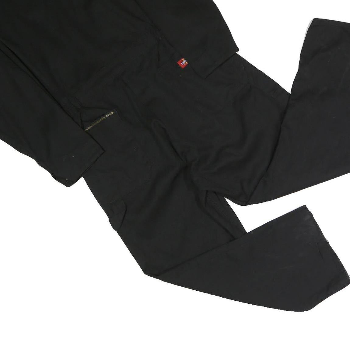 DICKIES Mens Black Dungarees Regular Polyester Blend L W36 L25 Workwear Utility