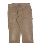 DICKIES Mens Cotton Blend Brown Regular Straight Trousers W34 L32 Workwear Zip