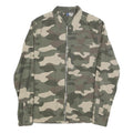 H&M Mens Green & Beige Camouflage Zip Jacket M Cotton Casual Lightweight