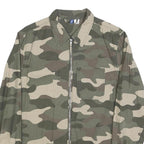 H&M Mens Green & Beige Camouflage Zip Jacket M Cotton Casual Lightweight