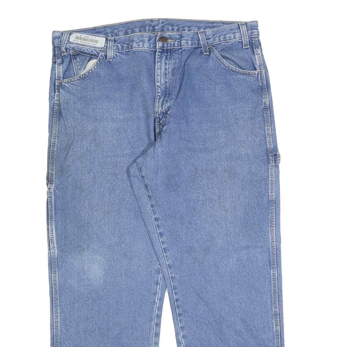 DICKIES Mens Relaxed Blue Denim Plain Jeans W38 L30 Workwear Zip Closure