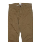 DOCKERS Mens Cotton Blend Brown Slim Straight Trousers W32 L26 Smart Casual