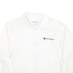 CHAMPION Womens White Nylon Coach Jacket L Plain Lightweight Sportswear