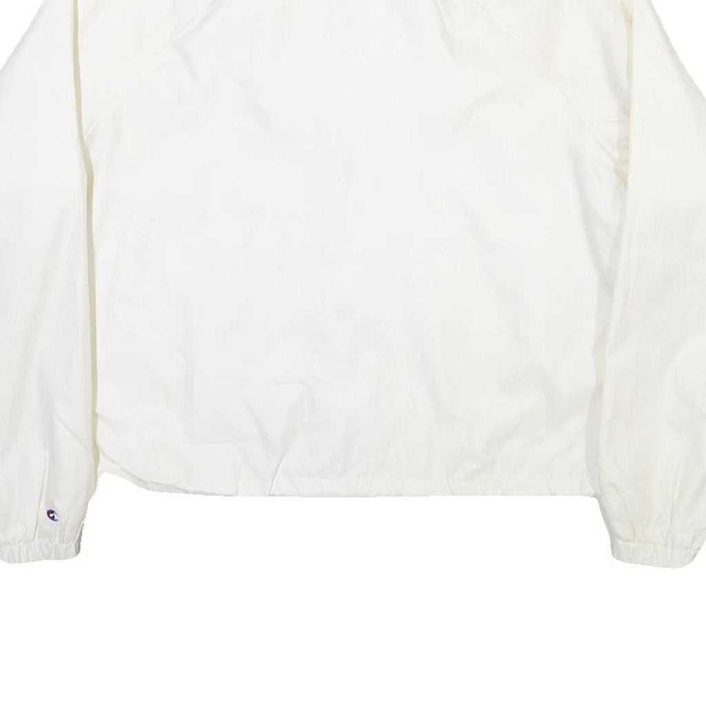 CHAMPION Womens White Nylon Coach Jacket L Plain Lightweight Sportswear