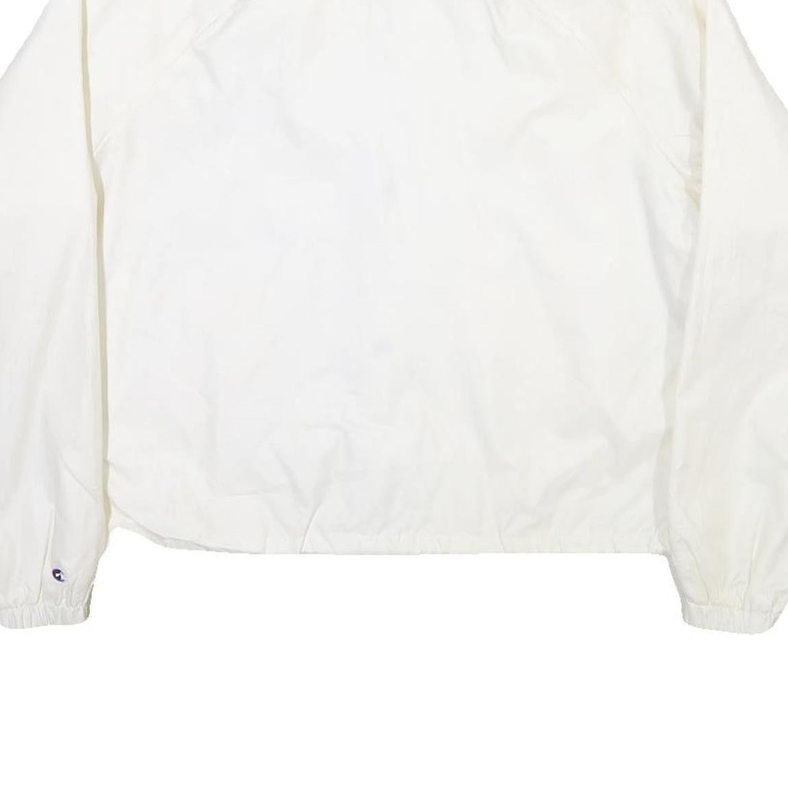 CHAMPION Womens White Nylon Coach Jacket L Plain Lightweight Sportswear