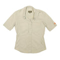 CALVIN KLEIN JEANS Womens Beige S Cotton Blend Shirt Short Sleeve Casual Summer
