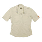 CALVIN KLEIN JEANS Womens Beige S Cotton Blend Shirt Short Sleeve Casual Summer