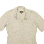 CALVIN KLEIN JEANS Womens Beige S Cotton Blend Shirt Short Sleeve Casual Summer