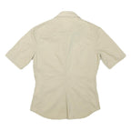 CALVIN KLEIN JEANS Womens Beige S Cotton Blend Shirt Short Sleeve Casual Summer