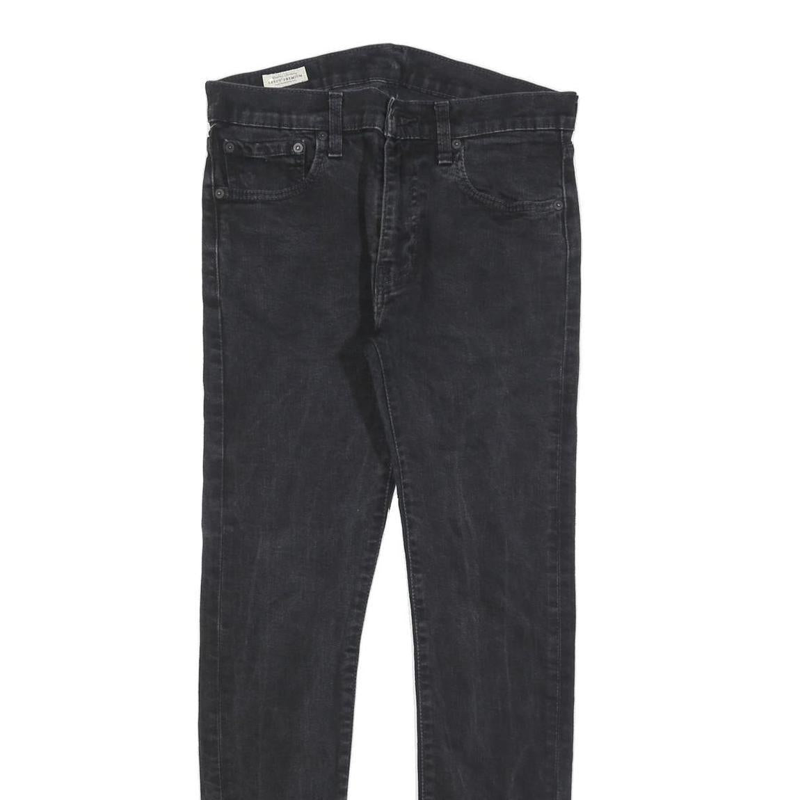 LEVI'S 519 BIG E Mens Jeans Black Slim Skinny Denim Stone Wash W32 L32 Vintage