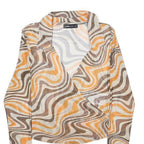 FB SISTER Womens Brown & Orange Printed Shirt Long Sleeve Collared S Retro