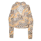 FB SISTER Womens Brown & Orange Printed Shirt Long Sleeve Collared S Retro