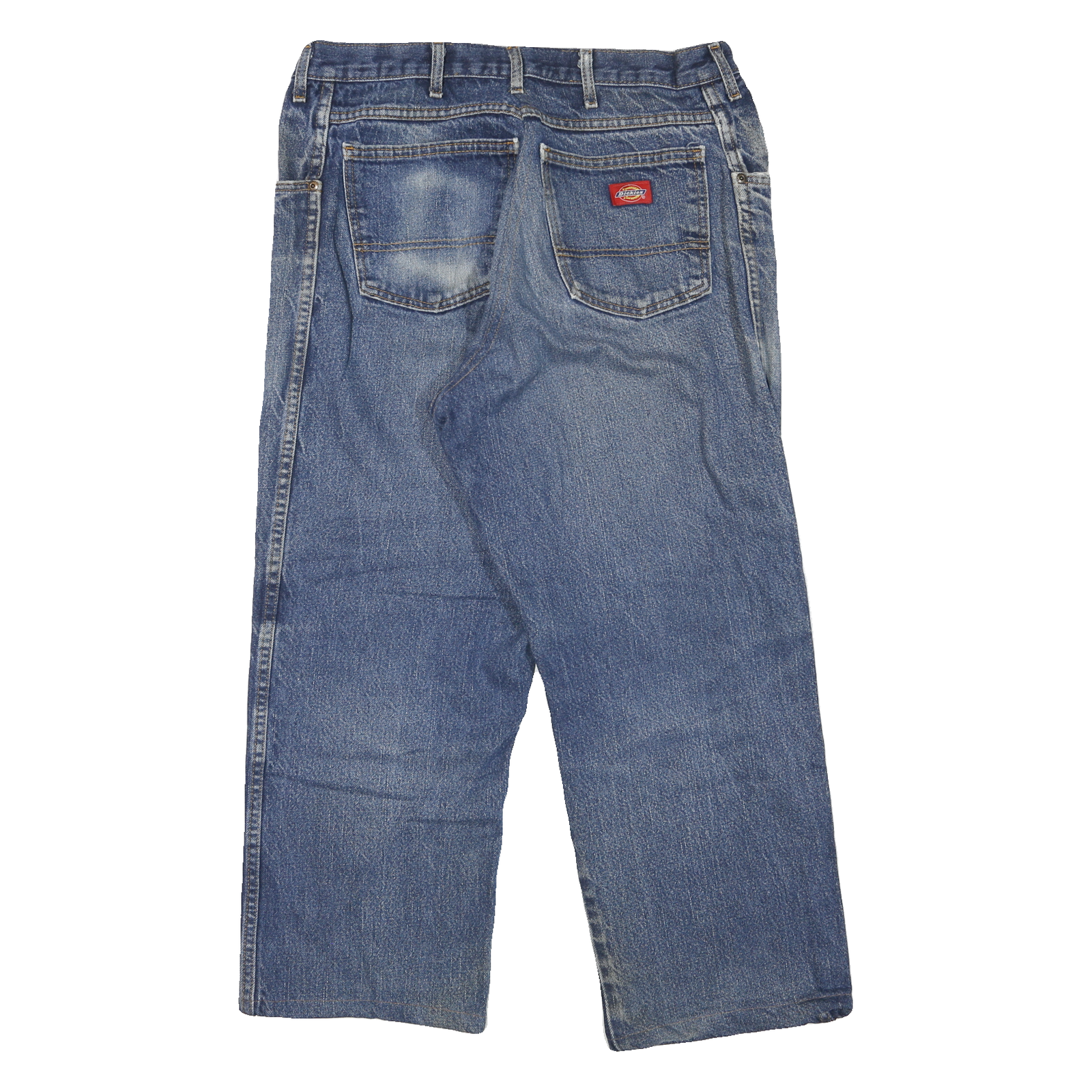 DICKIES Mens Regular Fit Blue Denim Jeans W34 L25 Zip Pockets Cotton Blend