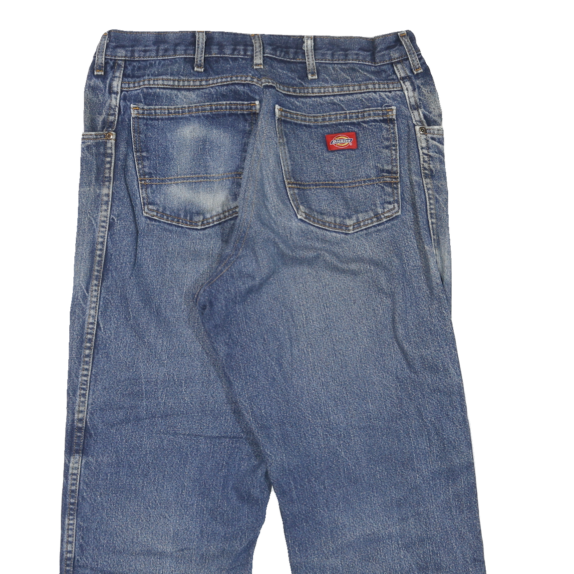 DICKIES Mens Regular Fit Blue Denim Jeans W34 L25 Zip Pockets Cotton Blend