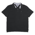 TOMMY HILFIGER Mens Black Short Sleeve Plain Polo Shirt XL Classic Fit
