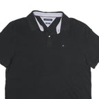 TOMMY HILFIGER Mens Black Short Sleeve Plain Polo Shirt XL Classic Fit