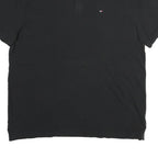 TOMMY HILFIGER Mens Black Short Sleeve Plain Polo Shirt XL Classic Fit