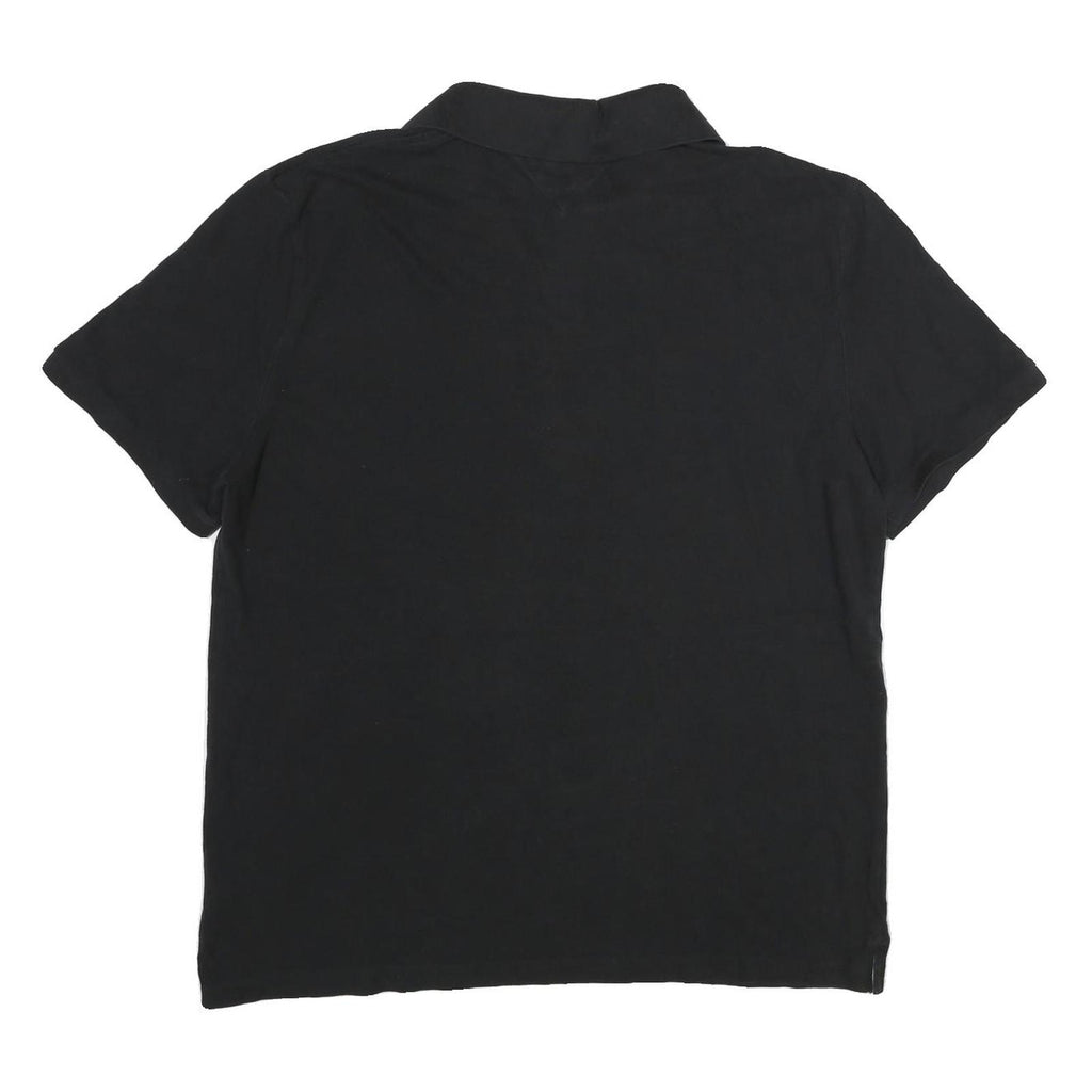 TOMMY HILFIGER Mens Black Short Sleeve Plain Polo Shirt XL Classic Fit