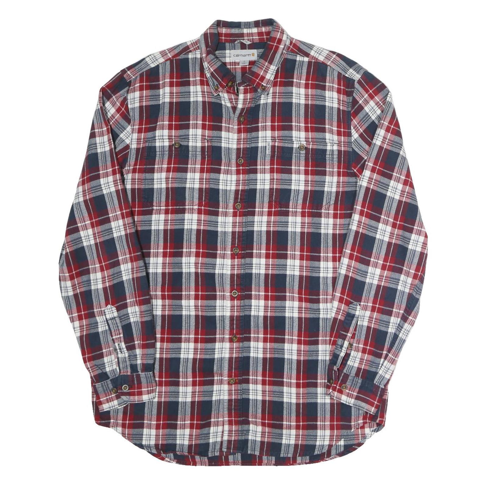 CARHARTT Mens Blue & Red Check Shirt L Cotton Button-Down Collar Casual Workwear