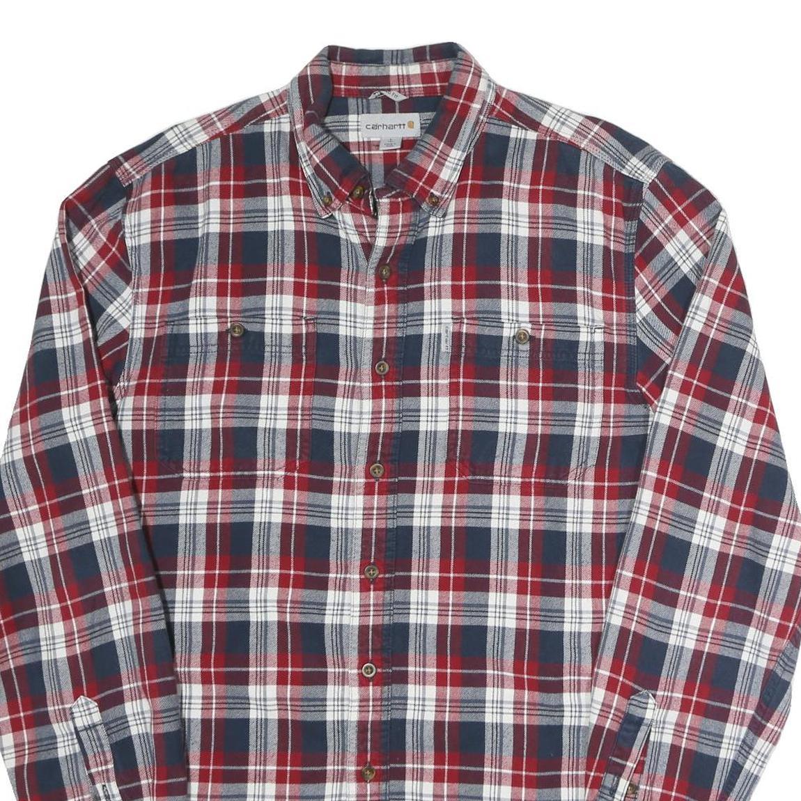 CARHARTT Mens Blue & Red Check Shirt L Cotton Button-Down Collar Casual Workwear