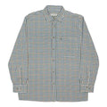 CHAMPION Mens Blue & Brown Check Shirt L Cotton Blend Casual Button-Up