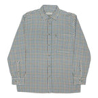 CHAMPION Mens Blue & Brown Check Shirt L Cotton Blend Casual Button-Up