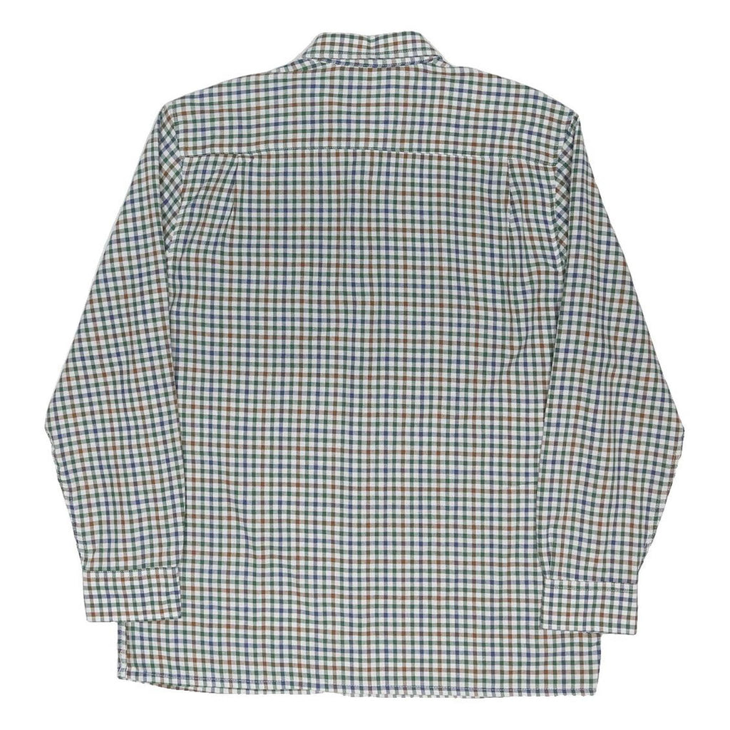 CHAMPION Mens Blue & Brown Check Shirt L Cotton Blend Casual Button-Up