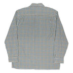 CHAMPION Mens Blue & Brown Check Shirt L Cotton Blend Casual Button-Up