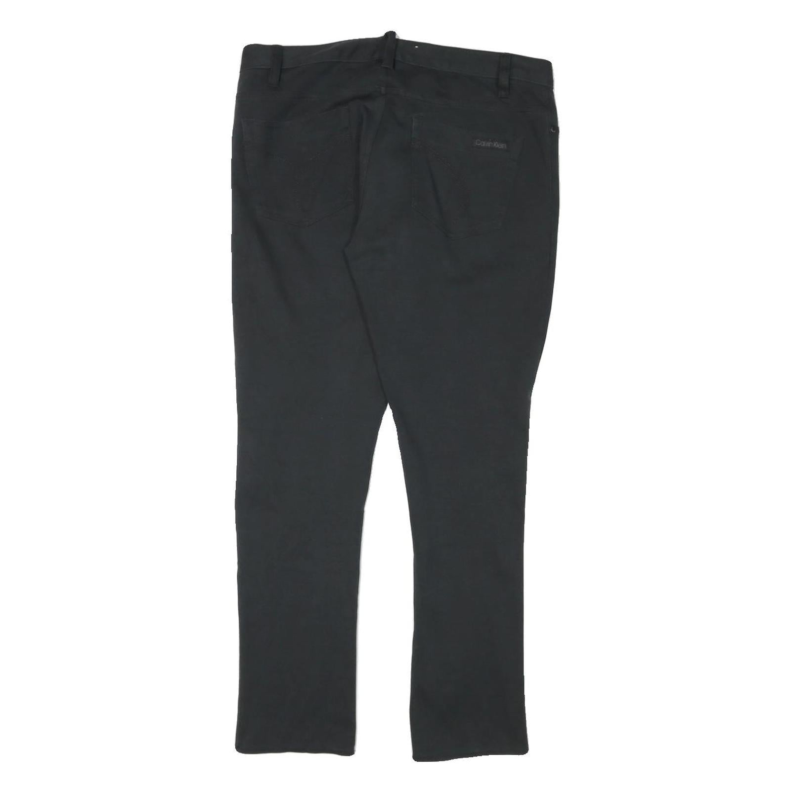 CALVIN KLEIN Womens Slim Black Cotton Blend Trousers W32 L28 Zip Casual Wear