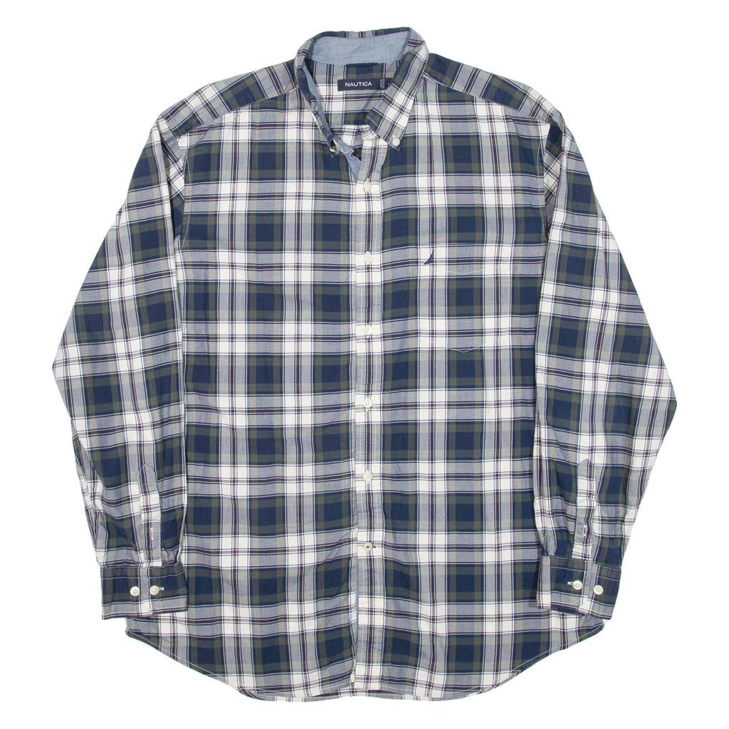 NAUTICA Mens Shirt Blue Check Long Sleeve L