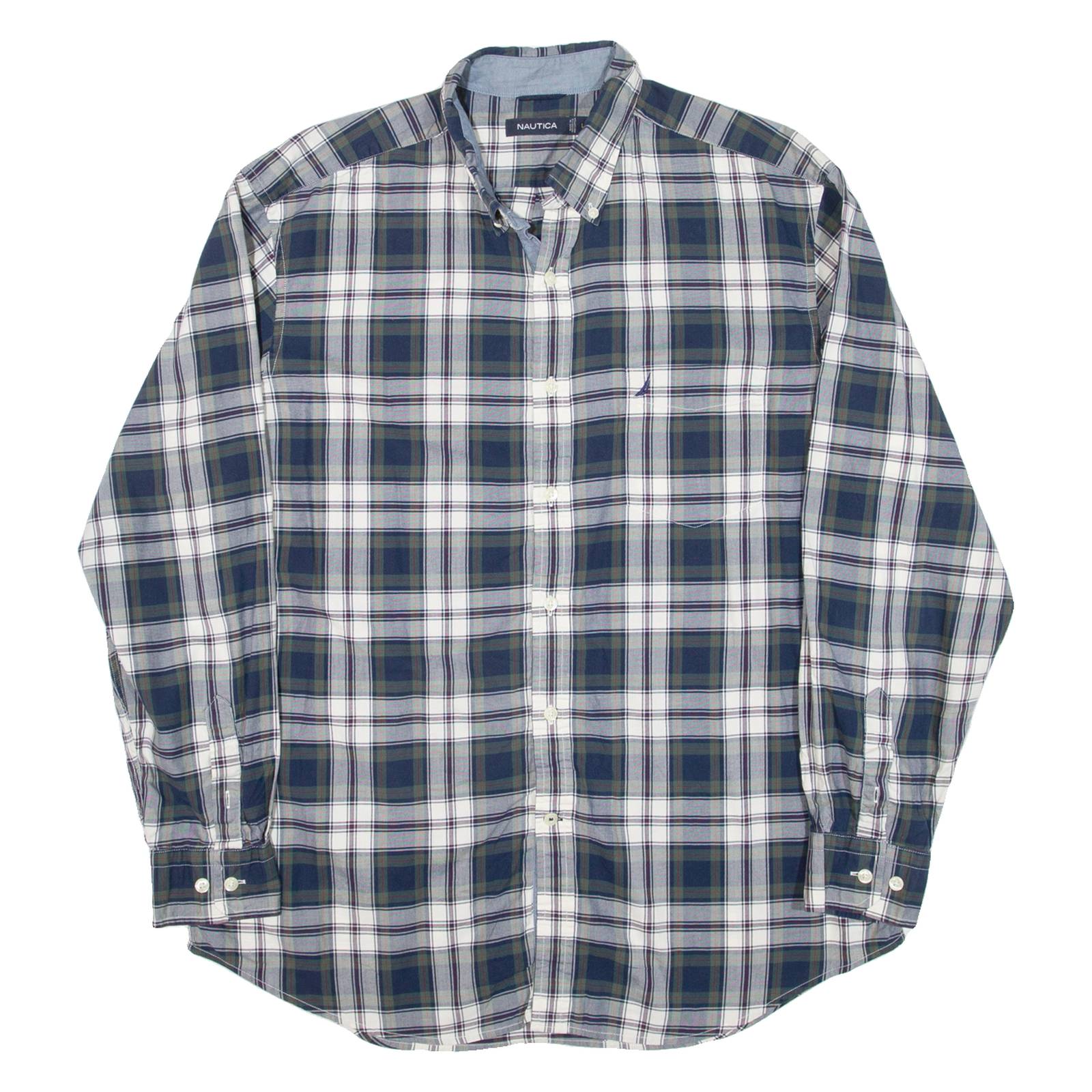 NAUTICA Mens Shirt Blue Check Long Sleeve L