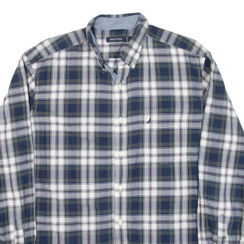 NAUTICA Mens Shirt Blue Check Long Sleeve L