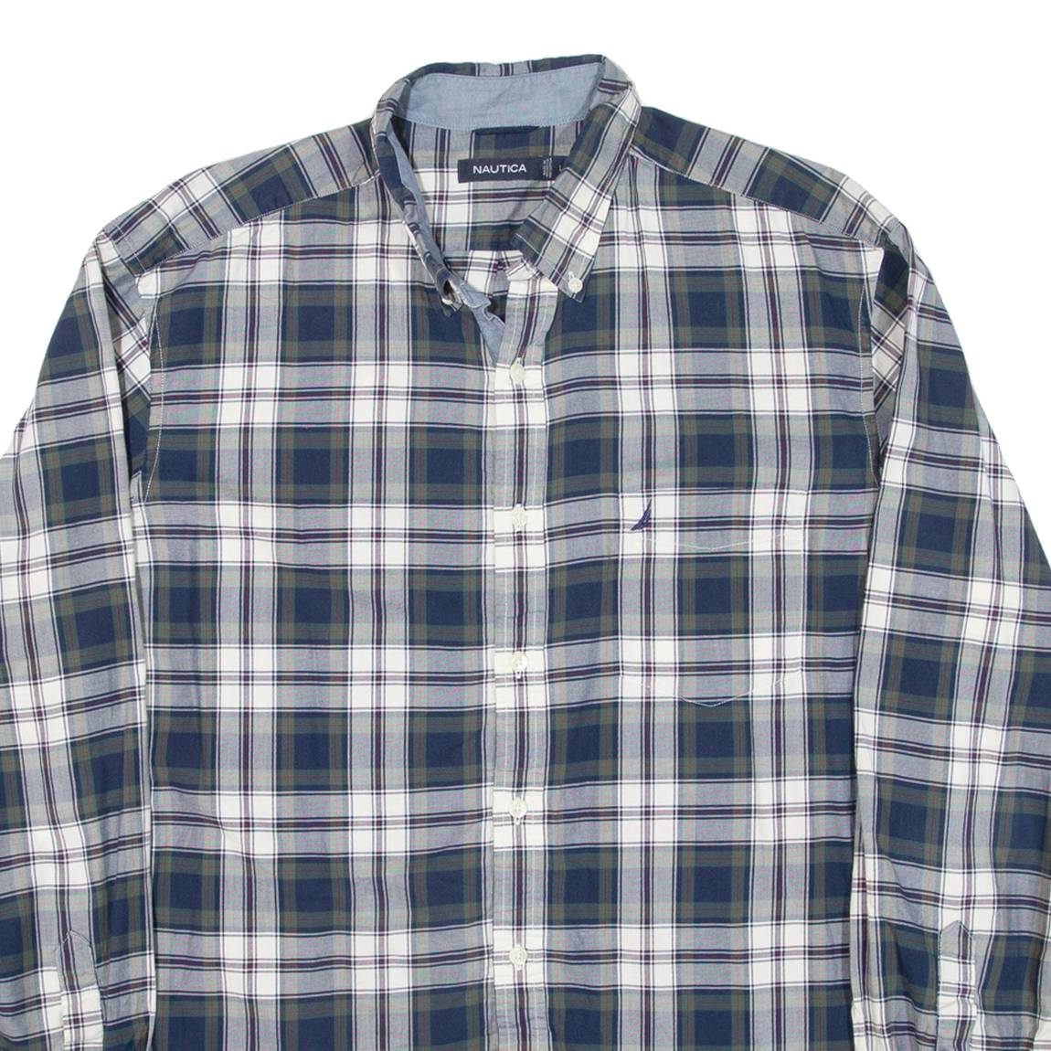 NAUTICA Mens Shirt Blue Check Long Sleeve L