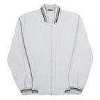 Mens White Bomber Jacket S Cotton Blend Plain Zip Closure Casual Style