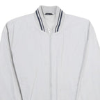 Mens White Bomber Jacket S Cotton Blend Plain Zip Closure Casual Style