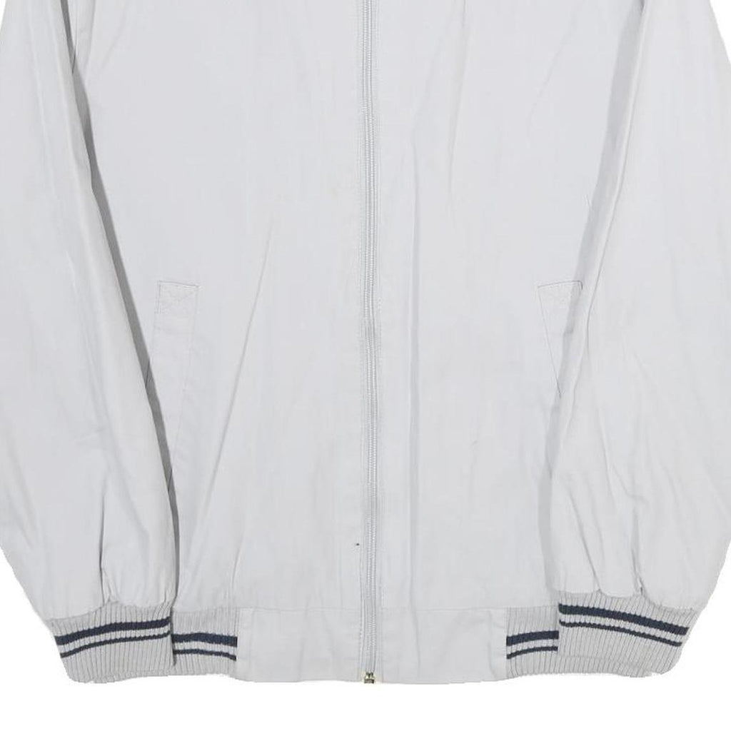 Mens White Bomber Jacket S Cotton Blend Plain Zip Closure Casual Style