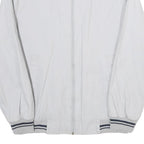 Mens White Bomber Jacket S Cotton Blend Plain Zip Closure Casual Style