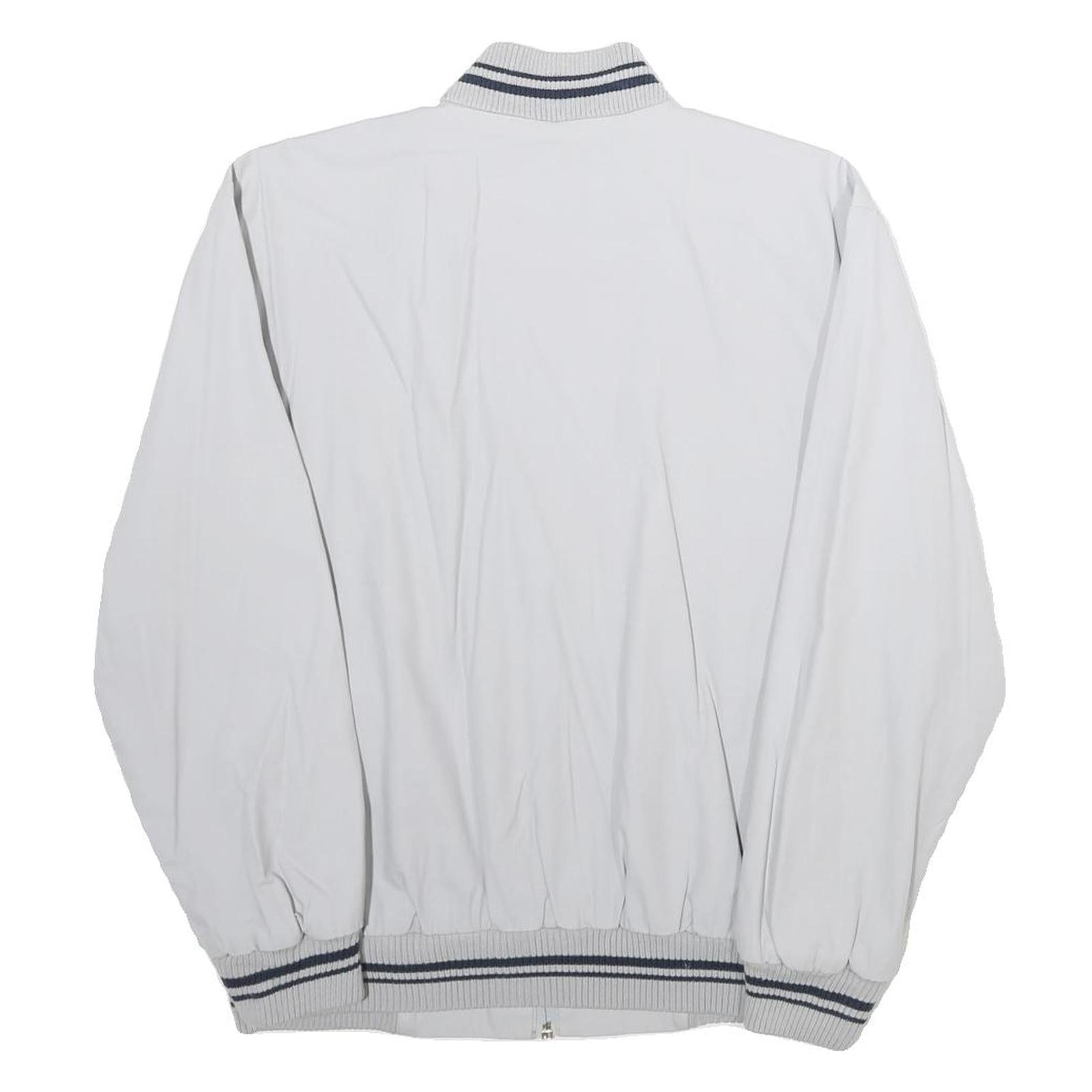 Mens White Bomber Jacket S Cotton Blend Plain Zip Closure Casual Style