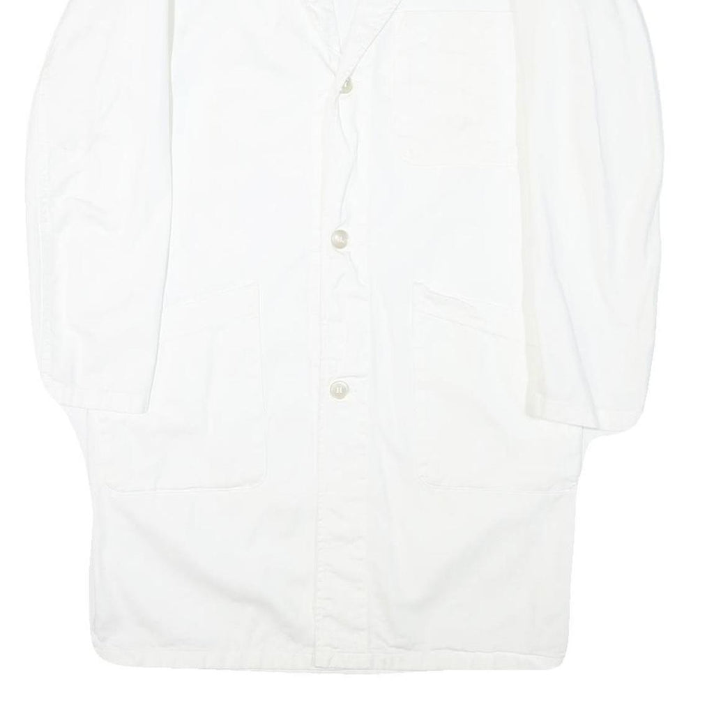 LUTTEURS Womens White Cotton Blend Button Jacket M Plain Classic