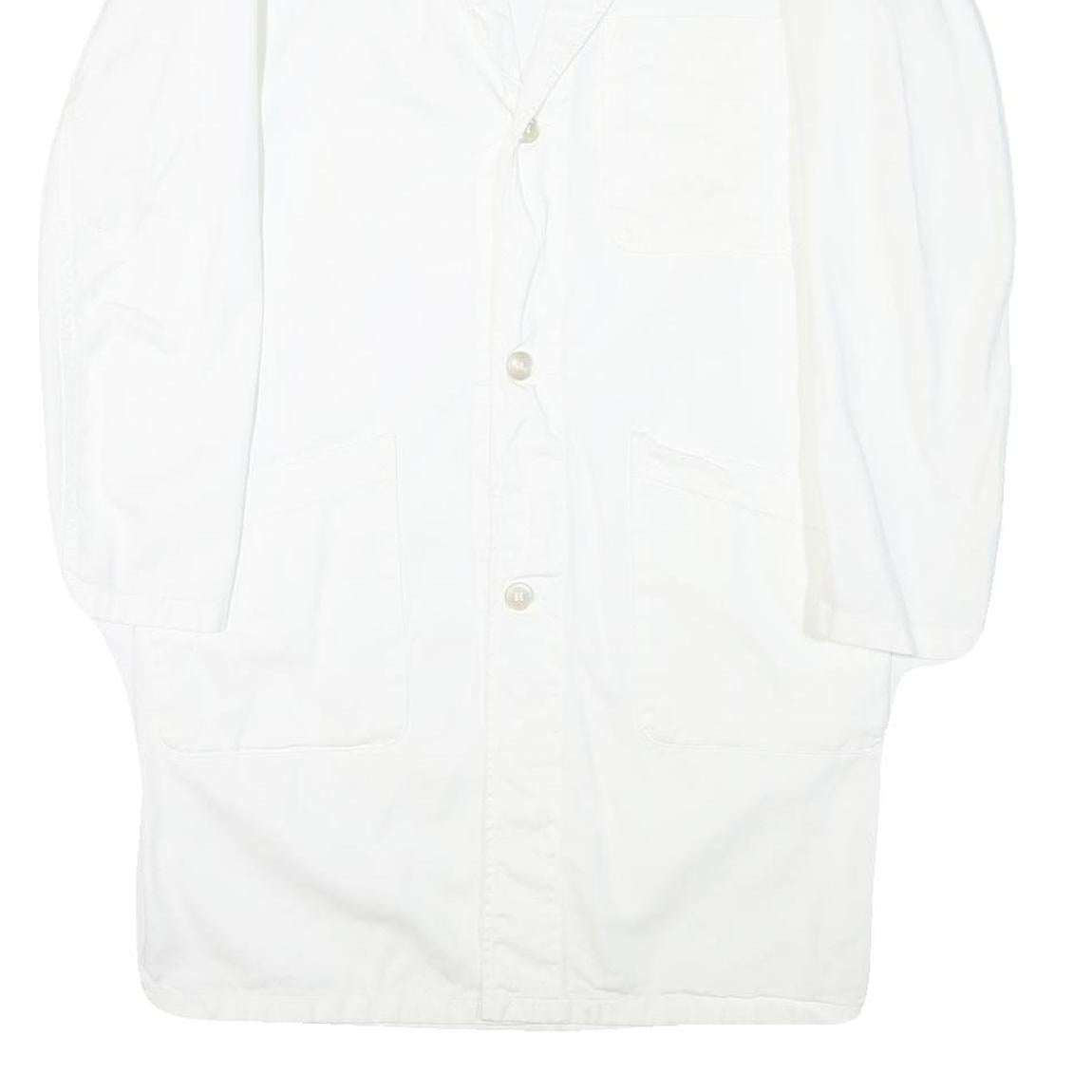 LUTTEURS Womens White Cotton Blend Button Jacket M Plain Classic