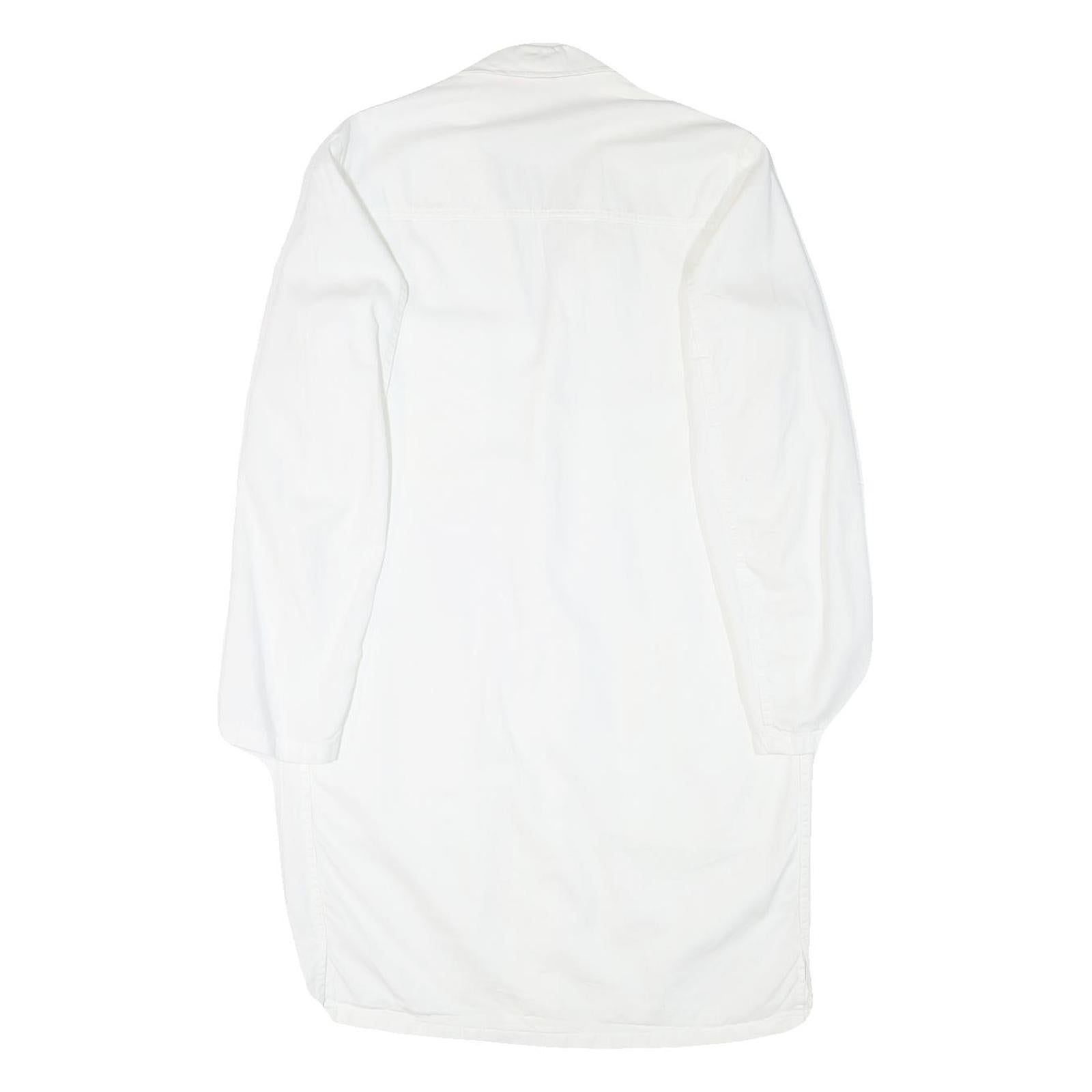 LUTTEURS Womens White Cotton Blend Button Jacket M Plain Classic