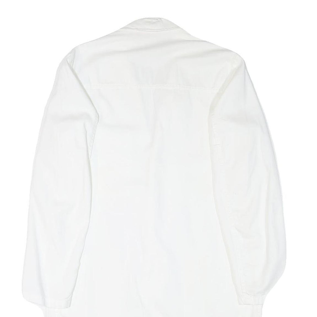 LUTTEURS Womens White Cotton Blend Button Jacket M Plain Classic