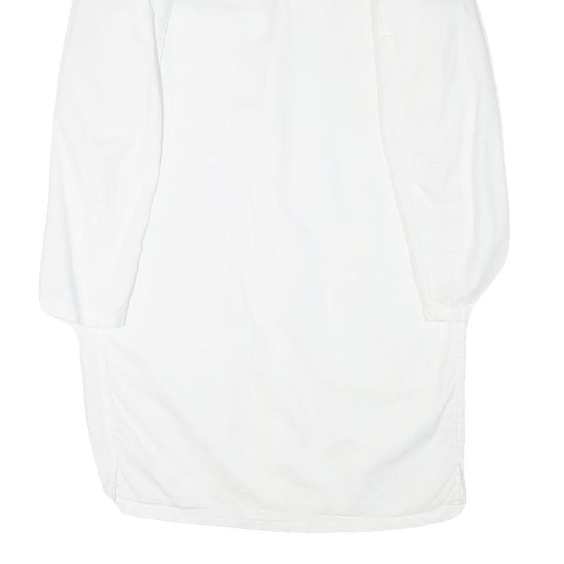 LUTTEURS Womens White Cotton Blend Button Jacket M Plain Classic