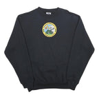 WHALE Mens Black Cotton Blend Crew Neck XL Military Logo Sweatshirt