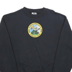 WHALE Mens Black Cotton Blend Crew Neck XL Military Logo Sweatshirt