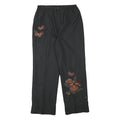YA ZHENG Womens Black Polyester Blend Lined Trousers W28 L27 Butterfly Floral