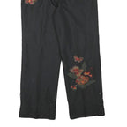 YA ZHENG Womens Black Polyester Blend Lined Trousers W28 L27 Butterfly Floral