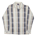 JOEL Mens Cream & Black Checked Shirt M Long Sleeve Button Closure Casual